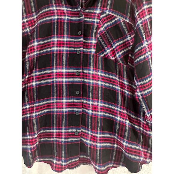 Torrid Black Plaid Button Down Shirt 3 3X Fall Autumn Country - Picture 2 of 7